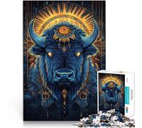 Puzzle 1000 pièces pour Adolescents Art de la tête de Taureau Jouets éducatifs d'apprentissage décoration Murale 52x38cm
