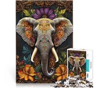 Puzzle 1000 pièces pour Adolescents Art de l'éléphant pour Le Jeu éducatif Challenge Toy avec Affiche et Feuille de Questions correspondantes 38x26cm