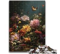 Puzzle 1000 pièces pour Adolescents, Art Floral, Difficile et Stimulant, avec Affiche et fiche de Questions-réponses pour Les 14 Ans, 26x38cm