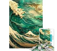 Puzzle 1000 pièces pour Adolescents Art Kintsugi Vague d'Hokusai Puzzle Adulte Jeu Relaxant décoration Murale défi éducatif (Taille 38x26cm)