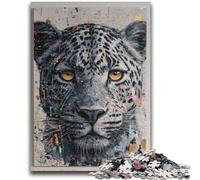Puzzle 1000 pièces pour Adolescents, Art léopard, Jouets éducatifs, décoration d'intérieur Unique et Cadeaux pour Les 14 Ans et Plus, 50x75cm