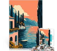 Puzzle 1000 pièces pour Adolescents Art Minimaliste d'une Villa Italienne au Bord du lac Jeu Pratique Œuvre d'art 38x26cm