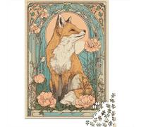 Puzzle 1000 Pièces pour Adolescents Art Nouveau Fox Print Puzzles pour Adultes pour S'amuser en Famille Stimule Le Cerveau Jeu Au Design Élégant 52x38cm/1000pcs