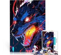 Puzzle 1000 pièces pour Adolescents Art numérique du Loup féroce Jouets Anti-Stress avec Affiche et Feuille de Questions correspondantes 52x38cm