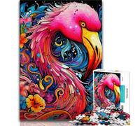 Puzzle 1000 pièces pour Adolescents Art psychédélique Flamant Rose, Anti-Stress Staycation Tuer Le Temps Améliorer l'amour Entre Les Couples 38x26cm