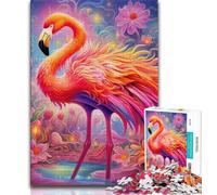 Puzzle 1000 pièces pour Adolescents Art psychédélique Flamant Rose Puzzle 1000 pièces Jeux d'activités familiales stimulants Jouet à Faire soi-même pour décoration Murale de la Maison Cadeaux 38x26cm
