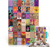 Puzzle 1000 pièces pour Adolescents Art psychédélique rétro Défi Difficile pour soulager Le Stress Œuvre d'art 38x26cm