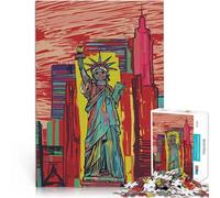 Puzzle 1000 pièces pour Adolescents Art Urbain Statue de la Liberté NYC Jeu Stimulant Renforcer l'amour Entre Les Couples 75x50cm