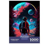 Puzzle 1000 Pièces pour Adolescents Astronaut in Outer Space Puzzle pour Adultes Jeux Amusants Cadeau d'anniversaire, Noël 38x26cm/1000pcs