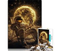 Puzzle 1000 pièces pour Adolescents Astronaute Assis sur la Lune Puzzles pour Adolescents, Jeux éducatifs Décoration d'intérieur Convient pour la décoration de Bureau (Taille 38x26cm)