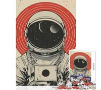 Puzzle 1000 pièces pour Adolescents Astronaute de l'univers Décoration intérieure Jeu Amusant et interactif avec Poster et fiche de Questions Assortis 38x52cm