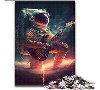 Puzzle 1000 pièces pour Adolescents Astronaute Jouant de la Guitare, Analyse et logique, avec pièces de Formes aléatoires entièrement emboîtables, à partir de 14 Ans (Taille 26x38cm)
