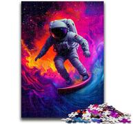 Puzzle 1000 pièces pour Adolescents Astronaute Surf Convient aux 14 Ans et Plus Jouet intellectuel Jeu éducatif pour Anniversaire et Noël 26x38cm