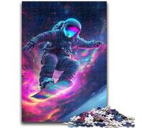 Puzzle 1000 pièces pour Adolescents Astronaute Surf pour 14+ Jeu de défi Unique Jeux en Famille Cadeaux d'anniversaire de Noël 26X38CM