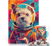Puzzle 1000 pièces pour Adolescents Astronaute Terrier Espace Compétition de Vitesse Manuelle Une œuvre d'art 75x50cm
