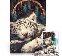 Puzzle 1000 pièces pour Adolescents Attrape-rêves Tigre Blanc endormi Jeux éducatifs est idéal comme Cadeau pour Toute la Famille 38x26cm