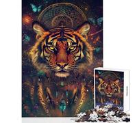 Puzzle 1000 pièces pour Adolescents Attrape-rêves Tigre Puzzle Cosmos pour Adultes Jeu de réflexion Motif à Assembler Cadeau Unique pour Anniversaire et Noël (Taille 38x26cm)