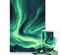 Puzzle 1000 pièces pour Adolescents Aurora Night Lights Jeu de réflexion aux Bords Nets Activité Amusante d'anniversaire (38x26cm)