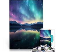 Puzzle 1000 pièces pour Adolescents Aurore boréale au-Dessus des Montagnes Jouets de Jeu Convient pour la décoration de Bureau 38x26cm