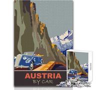 Puzzle 1000 pièces pour Adolescents - Autriche en Voiture - Jeu Stimulant d'analyse et de logique pour Un Père Noël Secret - 38x52cm