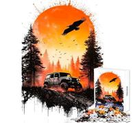 Puzzle 1000 pièces pour Adolescents Aventure au Coucher du Soleil en Jeep Jeu éducatif Idée Cadeau Collection d'artistes Beaux-Arts Format 38x26cm