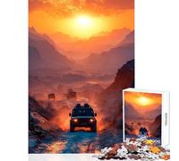 Puzzle 1000 pièces pour Adolescents Aventure Tout-Terrain au Coucher du Soleil Décoration Murale pour Les Jeux éducatifs Chaque pièce est Unique Dimensions 38x26cm