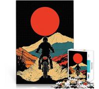 Puzzle 1000 pièces pour Adolescents Balade à Moto au Coucher du Soleil Jouets de Jeu Renforcer l'amour Entre Les Couples 52x38cm