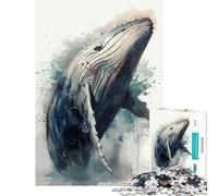 Puzzle 1000 pièces pour Adolescents Baleine à Bosse Aquarelle Jouets Jeux éducatifs Jeux relaxants Cadeau d'anniversaire (Dimensions 75x50cm)