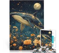 Puzzle 1000 pièces pour Adolescents Baleine dans Le Ciel Nocturne Assemblage du modèle Renforcer l'amour Entre Les Couples 75x50cm