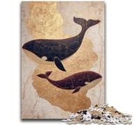 Puzzle 1000 pièces pour Adolescents, Baleine dorée, Puzzles pour Adultes, Jeux stimulants, décoration Murale, Cadeaux d'anniversaire et de Noël Uniques (26x38cm)