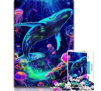 Puzzle 1000 pièces pour Adolescents Baleine psychédélique, décoration Murale Artistique et idée Cadeau d'anniversaire pour Amis, Bureau à Domicile (Taille 75x50cm)