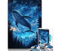 Puzzle 1000 pièces pour Adolescents Baleines sous Le Ciel étoilé 1000 pièces pour Adolescents, Staycation Kill Time avec Affiche et fiche de Questions Assorties (Taille 75x50cm)