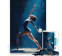 Puzzle 1000 pièces pour Adolescents Ballerine sous projecteur Bleu Peinture sans Couture Art Jeu de réflexion Cadeau Temps de Repos et de Jeu Loisirs de Noël (38x26cm)