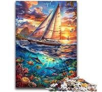 Puzzle 1000 pièces pour Adolescents, Bateau naviguant sur l'océan, Jeu éducatif Familial, décoration Murale, Cadeaux d'anniversaire et de Noël Uniques, 26x38cm
