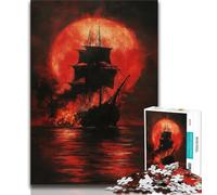 Puzzle 1000 pièces pour Adolescents Bateau Pirate Sombre 1000 pièces pour Adolescents Apprentissage éducatif pour est idéal comme Cadeau pour Toute la Famille 38x26cm