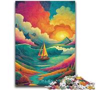 Puzzle 1000 pièces pour Adolescents Bateau psychédélique Design Vibrant et Unique Expérience de Puzzle relaxante et stimulante 26x38cm
