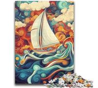 Puzzle 1000 pièces pour Adolescents, Bateau psychédélique, Jeu de Quiz pour Les 14 Ans et Plus, activités Amusantes à la Maison, Cadeau d'anniversaire, Cadeaux de Voyage 50x75cm