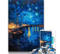 Puzzle 1000 pièces pour Adolescents Bateau sous Le Ciel Nocturne, Aide Le Cerveau à exercer Jouets addictifs pour cultiver la Patience Décoration Murale 75x50cm