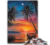 Puzzle 1000 pièces pour Adolescents, Bateaux sur la côte, Peinture à l'huile, Jeux de détente, Jeu éducatif pour Anniversaire, Noël, à partir de 14 Ans, 26x38cm