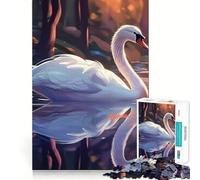 Puzzle 1000 pièces pour Adolescents Beau Cygne Bords précis Jeu de résolution de problèmes Amusant et Convivial Décoration de Noël (38x26cm)