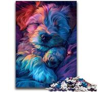 Puzzle 1000 pièces pour Adolescents, bébé Golden Retriever coloré, Difficile à compléter mais Amusant et Humoristique avec Affiche Assortie et Feuille de Questions-réponses 26x38cm