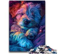 Puzzle 1000 pièces pour Adolescents, bébé Golden Retriever coloré, Difficile à compléter mais Amusant et Humoristique avec Affiche et Feuille de Questions Assorties 50x75cm