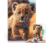 Puzzle 1000 pièces pour Adolescents Bébé guépard Jeu Familial Anti-Stress Défi Difficile Convient pour la décoration de Bureau 75x50cm