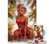 Puzzle 1000 pièces pour Adolescents Belle Fille sur Une Plage Réduction du Stress intéressante Décoration Parfaite 52x38cm