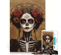 Puzzle 1000 pièces pour Adolescents Belle tête de Mort Mexicaine Jeu de résolution de problèmes Amusant et Relaxant Décoration de Noël (38x26cm)