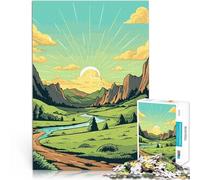Puzzle 1000 pièces pour Adolescents Belle Vallée Montagne Jouets de Divertissement Familial De Superbes Cadeaux et Jouets 52x38cm