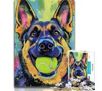Puzzle 1000 pièces pour Adolescents Berger Allemand Jouant avec Une Balle de Tennis Jeu éducatif pour Anniversaire Noël et jusqu'à 14 Ans 75x50cm