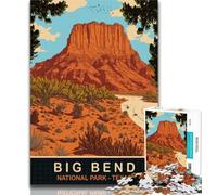 Puzzle 1000 pièces pour Adolescents Big Bend Texas pour Adultes 1000 pièces, Jeu Familial Anti-Stress, défi Difficile, Superbes Cadeaux et Jouets 26x38cm