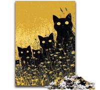 Puzzle 1000 pièces pour Adolescents Black Cat Family Staycation Kill Time avec pièces entièrement emboîtables de Formes aléatoires 38x26cm