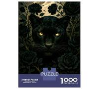 Puzzle 1000 Pièces Pour Adolescents Black Panther Surrounded by Dark Roses Puzzle Pour Adolescents - Niveau De Difficulté Élevé - Activités Amusantes À La Maison - Jouet Addictif Pour Développer La Pa